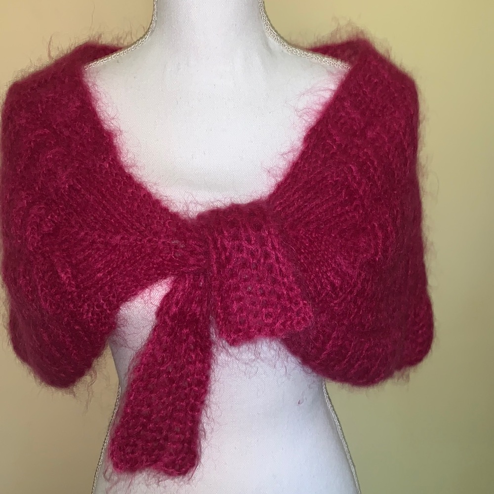 FRENCH CONNECTION Magenta Mohair Little Shrug Wrap